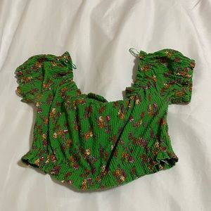 Topshop Bardot Floral Crop Top